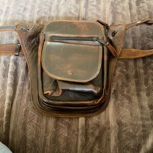 Leather hip belt bag.